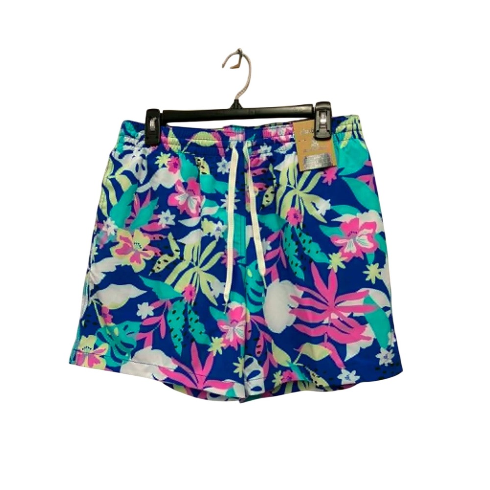 Chubbies Classic Swim Trunks Mens L Blue Tropical Floral 5.5in Mesh Lined Resort